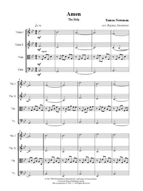 Bojana Jovanovic Amen Sheet Music In Bb Major Download And Print