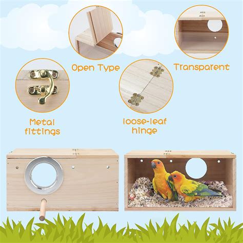 Parakeet Nesting Box Transparent Design, Bird Nest Breeding Box With ...