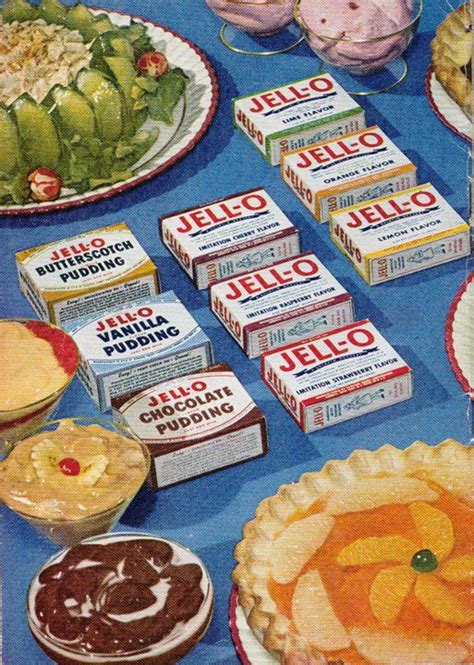 A Vintage Jell O Add Showing The Three Classic Pudding And Six Early