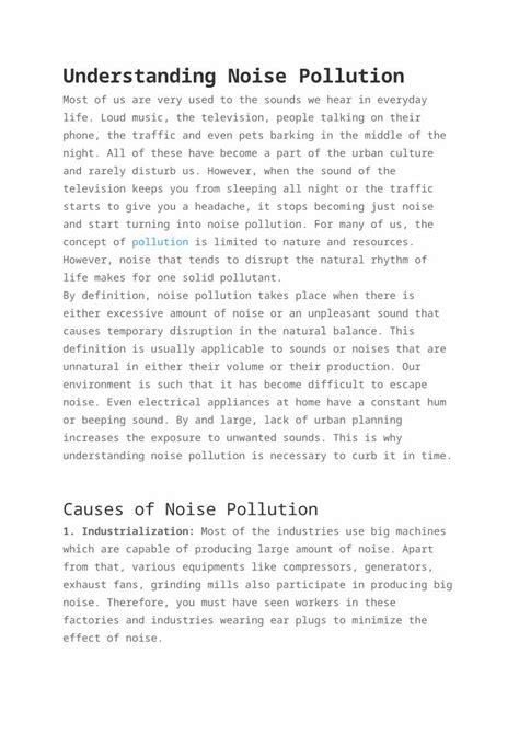 Docx Understanding Noise Pollution Dokumen Tips