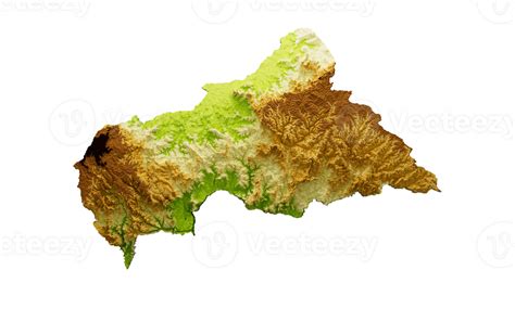 Central African Map Shaded Relief Color Height Map On White Background