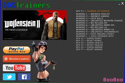 DDSTrainers: Wolfenstein II The New Colossus Trainer