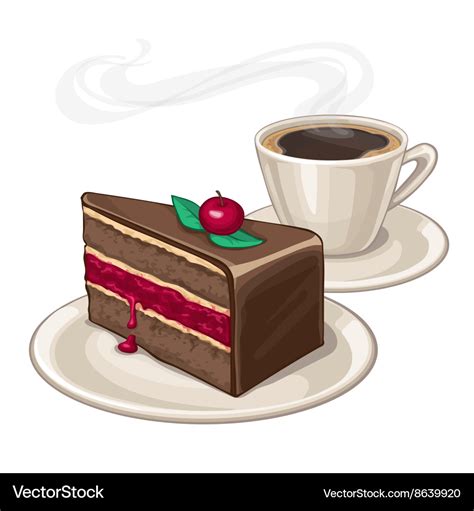 Cake And Cup Coffee Royalty Free Vector Image Vectorstock