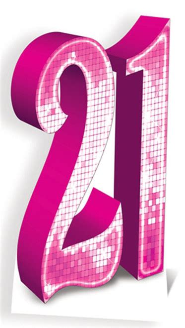 Lifesize Cardboard Cutout of Number 21 Pink From Birthday Numbers buy ...