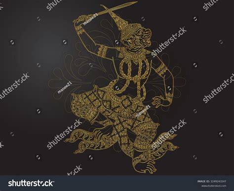 Hanuman Of Thai Tradition Gold Royalty Free Stock Vector