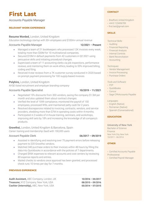 Accounts Payable Officer Resume Example For 2023 Resume Worded