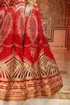 Buy Red Raw Silk And Pure Organza Embroidery Cord Bridal Lehenga Set