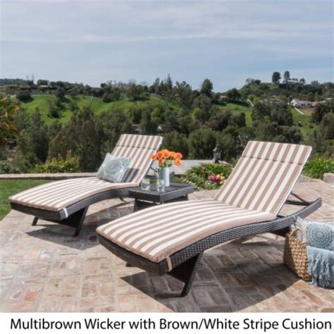 Gdfstudio Lakeport Pc Outdoor Wicker Chaise Lounge Chair Table Set