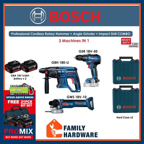 BOSCH GSR 18V 50 Cordless Drill Driver GBH 180 LI Cordless Rotary