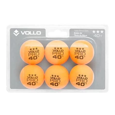 Bola Ping Pong Vollo 3 Estrelas Kit 6 Unidades Unissex Laranja