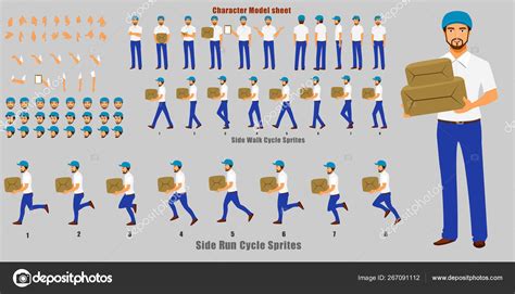 Police Character Model Sheet With Walk Cycle And Run Cycle Animation