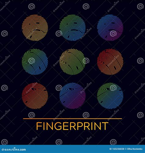 Isolated Colorful Fingerprint Or Thumbprint Stock Vector Illustration