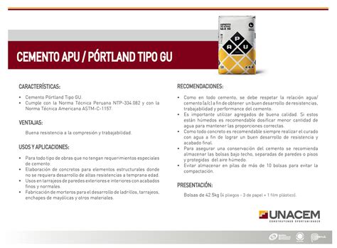 Cemento APU 1 Descripcion del cemento apu CEMENTO APU PÓRTLAND