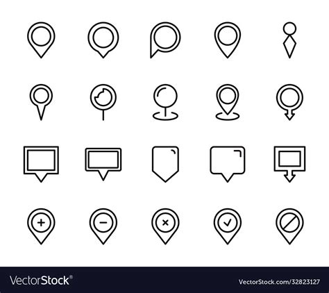 Map Pin Line Icon Set Royalty Free Vector Image