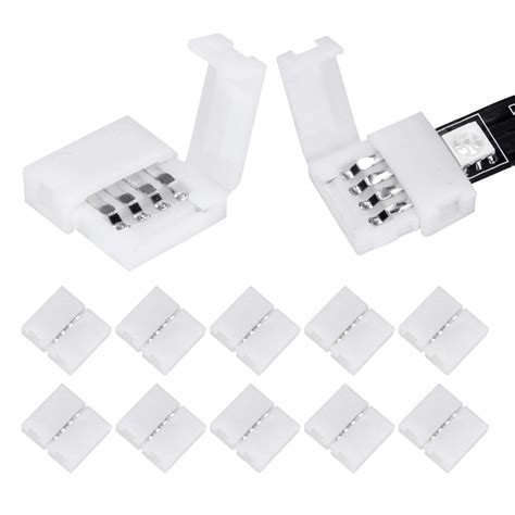 Buy WENHSIN 10Packs 4-Pin RGB LED Light Strip Connectors 10mm Unwired ...