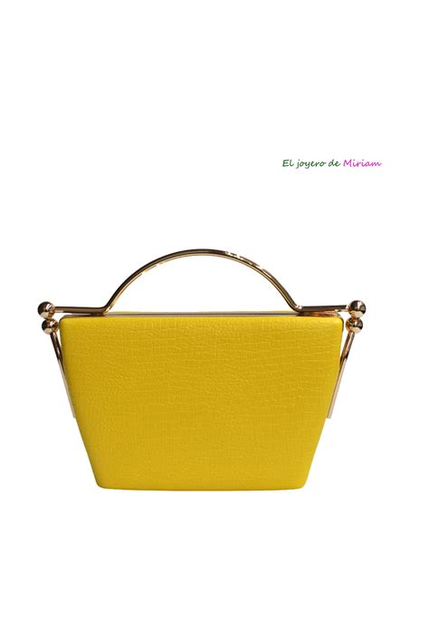 Clutch Polipiel Amarillo Asa El Joyero De Miriam