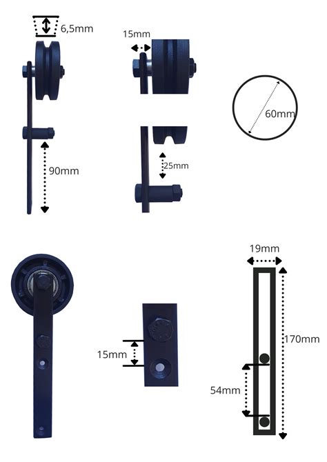 Kit P Porta Celeiro Cantoneira At Cm Roldana Aparente Trilho