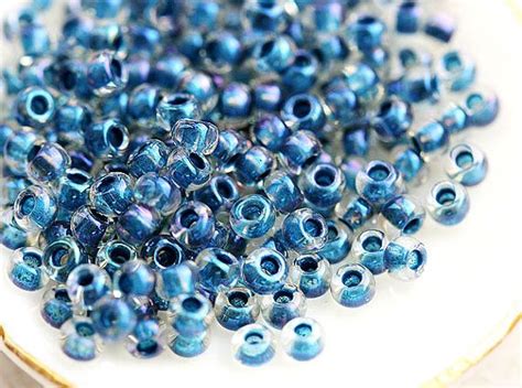 Blue Toho Beads Seed Size 110 Inside Color Luster Crystal Etsy Toho Beads Glass Beads Beads