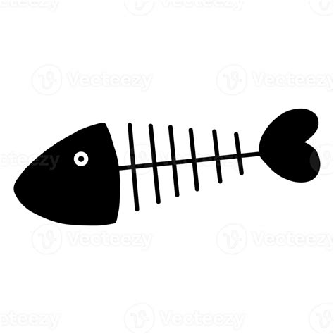 fish skeleton icon, black and white illustration 27147807 PNG