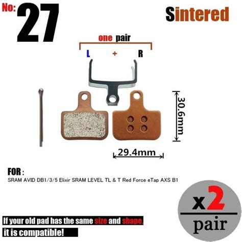 Plaquettes de frein à disque hydrauliques pour vtt 2 paires pour