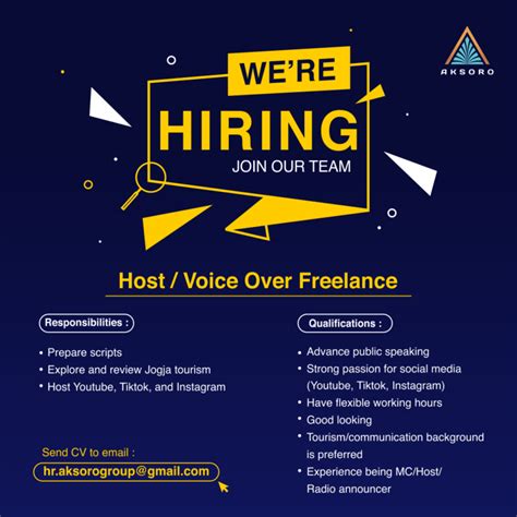 Lowongan Kerja Hostvoice Over Freelance Di Pt Aksoro Sabda Nusantara
