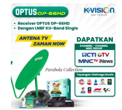 Parabola Mini Optus Hijau 60 Cm Full Set Termasuk 1 Pcs Receiver Optus