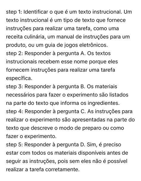 O Que São Textos Instrucionais - Solved: A Por que um texto é chamado de texto instrucional? B Em que ...