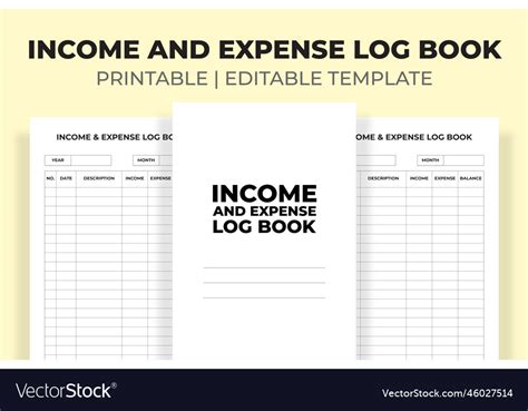 Income And Expense Log Book Kdp Interior Vector Image