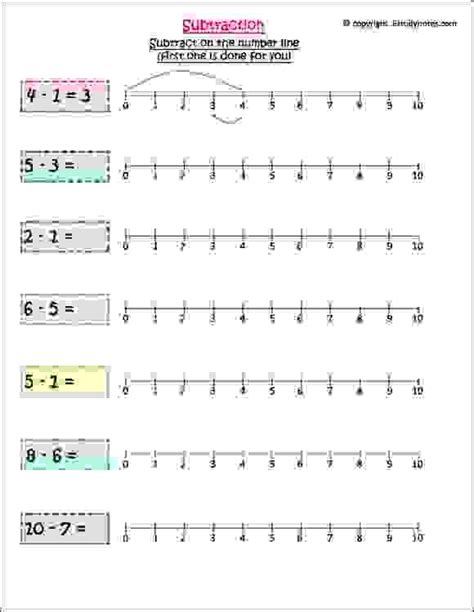 Number Line Subtraction Worksheet Kindergarten