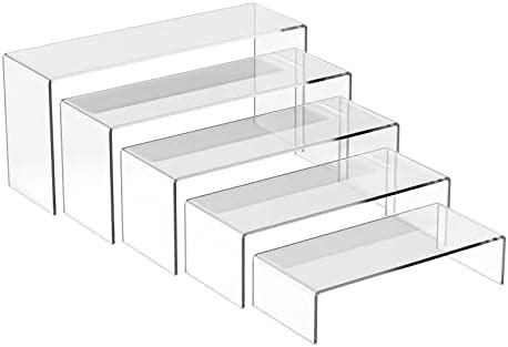 MerryNine Lot de 8 rehausseurs en acrylique transparent à 4 niveaux