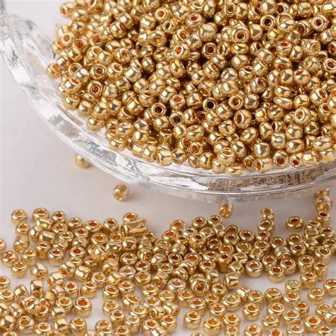 LOT DE 1000 PERLES DE ROCAILLE DORE OR Ø 2 mm 12 0 CREATION Seed