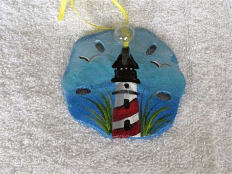 Lighthouse Sand Dollar Ornament Etsy Painted Sand Dollars Sand