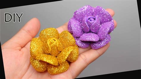 DIY How To Make Glitter Foam Flower Eva Foam Foamiran Cara