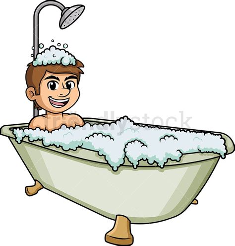 Caucasian Man In Bathtub Cartoon Clipart Vector FriendlyStock