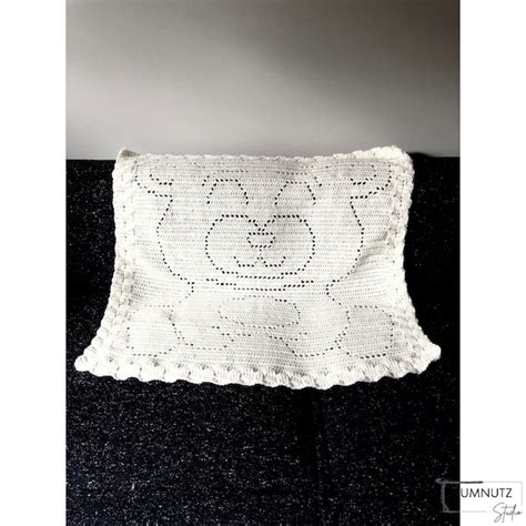 Teddy Bear Filet Crochet Blanket Etsy