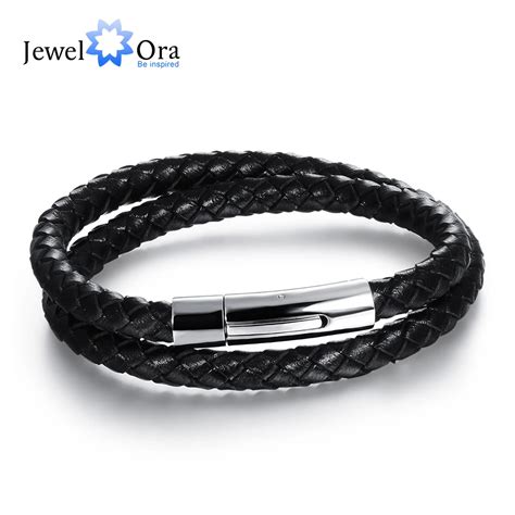 Fashion Echtes Leder Armbänder Für Männer Edelstahl Armbänder