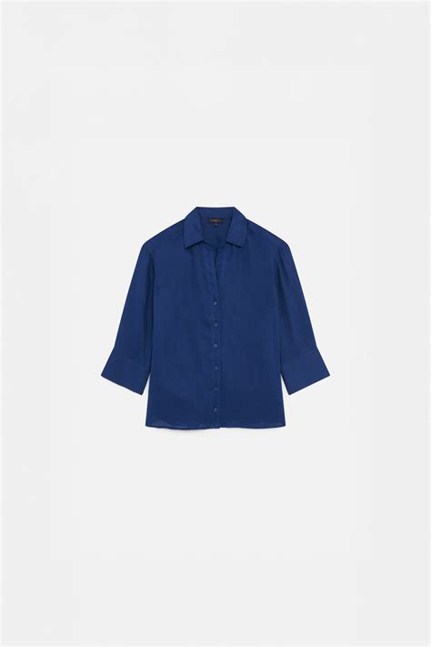 Chemise Coraline Lin Bleu Marine Femme