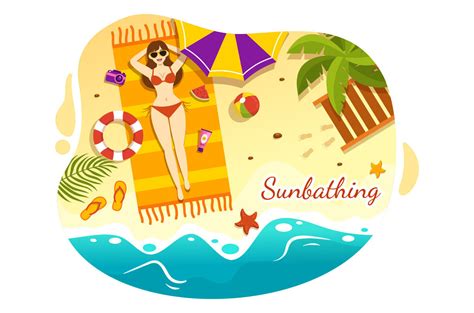 15 Sunbathing Vector Illustration By Denayunethj Thehungryjpeg