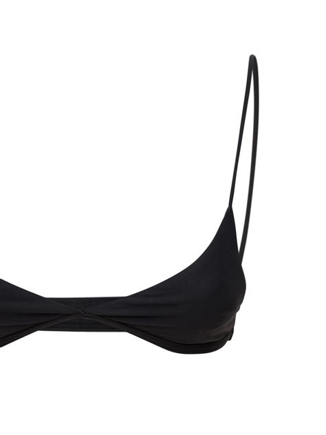Tropic Of C Ischia Recycled Tech Triangle Bikini Top In Black Modesens