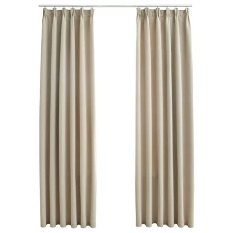 Cortinas Opacas Con Ganchos 2 Unidades Beige 140x245 Cm Vidaxl Con