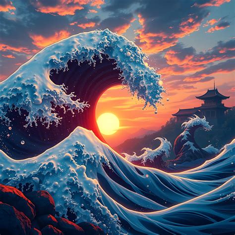 Download Japanese Wave Wave Japanese Royalty Free Stock Illustration