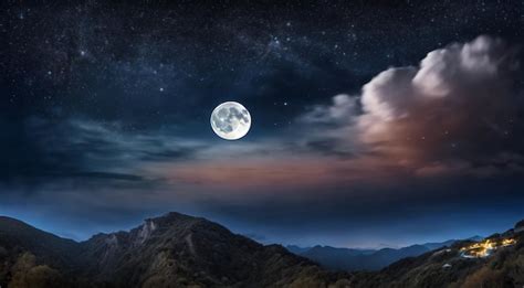 Premium Photo Moon In The Night With Stars And Cloud Moon View At The