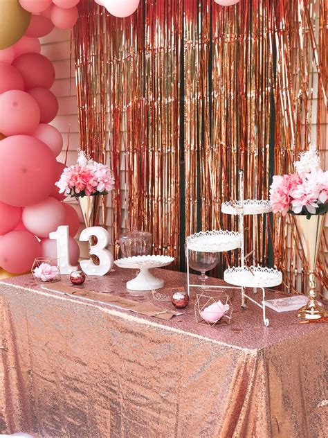 Glam Rose Gold 13th Birthday Pink And Gold Birthday Party Gold Birthday Party Rose Gold Party