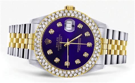 Diamond Gold Rolex Watch For Men 16233 | 36Mm | Royal Blue Dial | Two ...