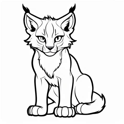 Lynx Outline Black And White Cute Coloring Book Premium Ai Generated