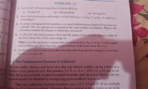 Exercise 111 Use Euclids Division Algorithm To Find The Hcf Of I