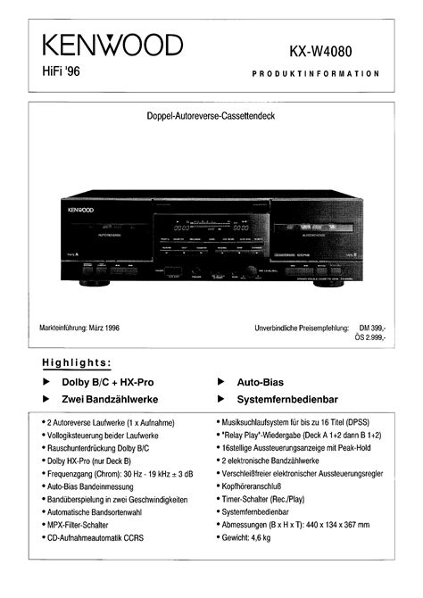 Kenwood KX W 4080 Hifi Wiki De