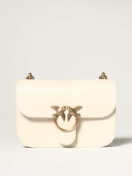 Pinko Love Bell Simply Bag In Smooth Leather White Pinko Crossbody