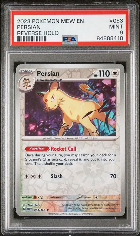 POKEMON MEW EN 151 2023 Pokemon Mew En 151 053 Persian PSA 9 Hamilton