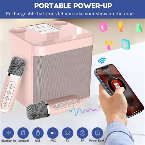 Wireless Karaoke Bluetooth Speaker With Two Microphone Wireless Microphone Speaker Portable Mini